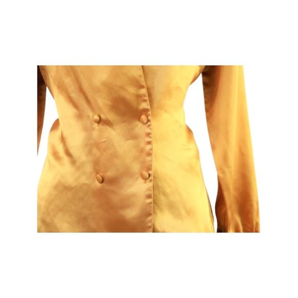 Vintage 80s Mustard Gold Blouse Large - Picture 3 of 6